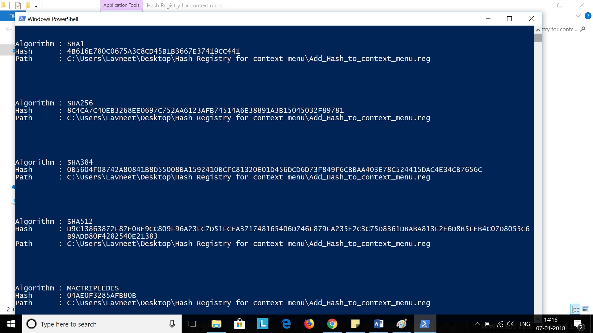 Hash in powershell