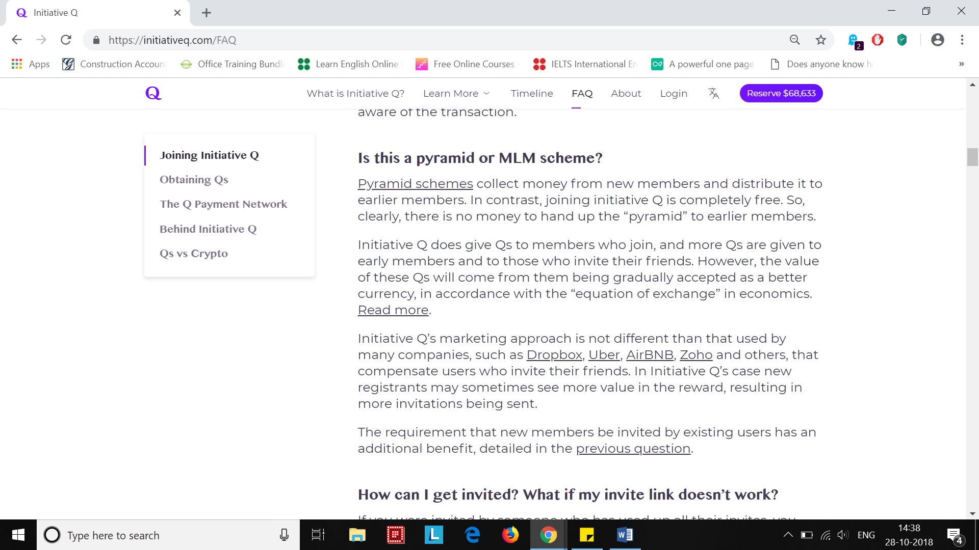 FAQ on MLM of Initiative Q