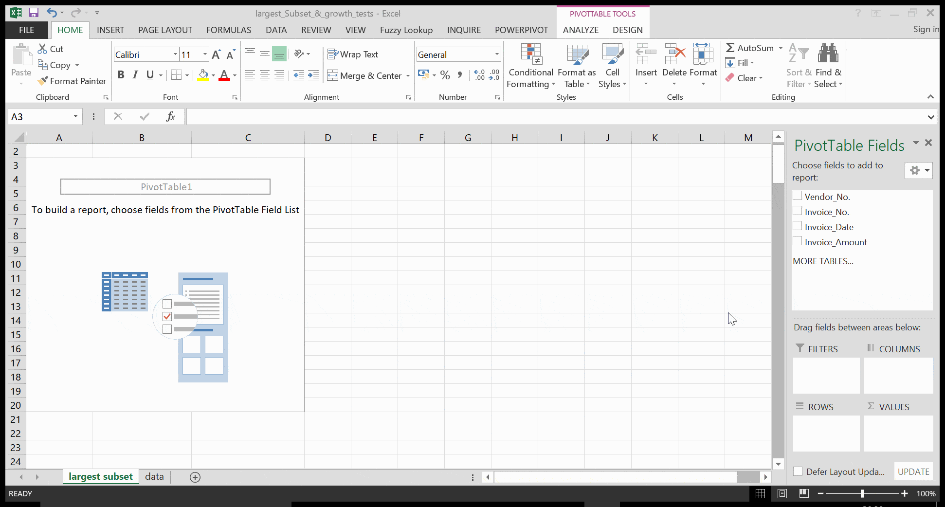 calculating largest subset in excel